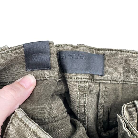 Vince Dark Army Green Utility Cargo Pockets Mid Rise Slim Skinny Pants - Picture 8 of 10
